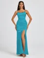 Sheath Spaghetti Straps Floor-Length Silk Like Satin Bridesmaid Dress