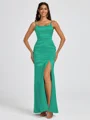 Sheath Spaghetti Straps Floor-Length Silk Like Satin Bridesmaid Dress