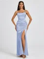 Sheath Spaghetti Straps Floor-Length Silk Like Satin Bridesmaid Dress