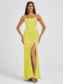 Sheath Spaghetti Straps Floor-Length Silk Like Satin Bridesmaid Dress