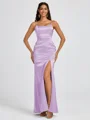 Sheath Spaghetti Straps Floor-Length Silk Like Satin Bridesmaid Dress