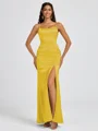 Sheath Spaghetti Straps Floor-Length Silk Like Satin Bridesmaid Dress