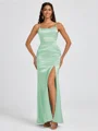 Sheath Spaghetti Straps Floor-Length Silk Like Satin Bridesmaid Dress