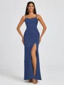 Sheath Spaghetti Straps Floor-Length Silk Like Satin Bridesmaid Dress
