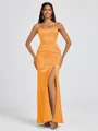 Sheath Spaghetti Straps Floor-Length Silk Like Satin Bridesmaid Dress
