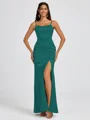 Sheath Spaghetti Straps Floor-Length Silk Like Satin Bridesmaid Dress