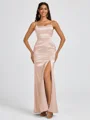 Sheath Spaghetti Straps Floor-Length Silk Like Satin Bridesmaid Dress