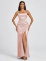 Sheath Spaghetti Straps Floor-Length Silk Like Satin Bridesmaid Dress