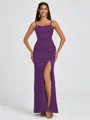 Sheath Spaghetti Straps Floor-Length Silk Like Satin Bridesmaid Dress