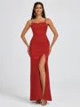 Sheath Spaghetti Straps Floor-Length Silk Like Satin Bridesmaid Dress