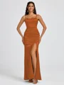 Sheath Spaghetti Straps Floor-Length Silk Like Satin Bridesmaid Dress