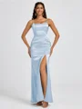 Sheath Spaghetti Straps Floor-Length Silk Like Satin Bridesmaid Dress