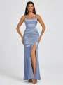 Sheath Spaghetti Straps Floor-Length Silk Like Satin Bridesmaid Dress
