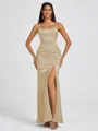 Sheath Spaghetti Straps Floor-Length Silk Like Satin Bridesmaid Dress