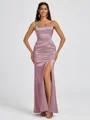 Sheath Spaghetti Straps Floor-Length Silk Like Satin Bridesmaid Dress