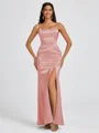 Sheath Spaghetti Straps Floor-Length Silk Like Satin Bridesmaid Dress