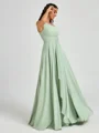 A-line One-Shoulder Pleated Floor-Length Chiffon Bridesmaid Dress