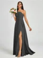 A-line One-Shoulder Pleated Floor-Length Chiffon Bridesmaid Dress