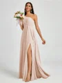 A-line One-Shoulder Pleated Floor-Length Chiffon Bridesmaid Dress