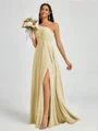 A-line One-Shoulder Pleated Floor-Length Chiffon Bridesmaid Dress