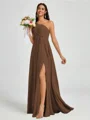 A-line One-Shoulder Pleated Floor-Length Chiffon Bridesmaid Dress