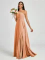 A-line One-Shoulder Pleated Floor-Length Chiffon Bridesmaid Dress