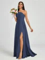 A-line One-Shoulder Pleated Floor-Length Chiffon Bridesmaid Dress