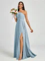 A-line One-Shoulder Pleated Floor-Length Chiffon Bridesmaid Dress