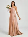 A-line One-Shoulder Pleated Floor-Length Chiffon Bridesmaid Dress