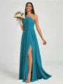 A-line One-Shoulder Pleated Floor-Length Chiffon Bridesmaid Dress