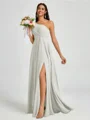 A-line One-Shoulder Pleated Floor-Length Chiffon Bridesmaid Dress
