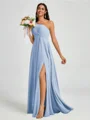 A-line One-Shoulder Pleated Floor-Length Chiffon Bridesmaid Dress