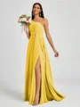 A-line One-Shoulder Pleated Floor-Length Chiffon Bridesmaid Dress