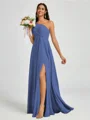 A-line One-Shoulder Pleated Floor-Length Chiffon Bridesmaid Dress