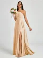 A-line One-Shoulder Pleated Floor-Length Chiffon Bridesmaid Dress