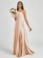 A-line One-Shoulder Pleated Floor-Length Chiffon Bridesmaid Dress