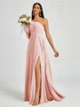 A-line One-Shoulder Pleated Floor-Length Chiffon Bridesmaid Dress