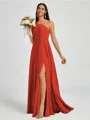 A-line One-Shoulder Pleated Floor-Length Chiffon Bridesmaid Dress