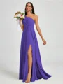 A-line One-Shoulder Pleated Floor-Length Chiffon Bridesmaid Dress