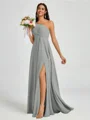 A-line One-Shoulder Pleated Floor-Length Chiffon Bridesmaid Dress