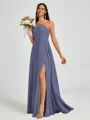 A-line One-Shoulder Pleated Floor-Length Chiffon Bridesmaid Dress