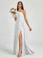 A-line One-Shoulder Pleated Floor-Length Chiffon Bridesmaid Dress