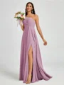 A-line One-Shoulder Pleated Floor-Length Chiffon Bridesmaid Dress