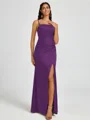 Sheath Spaghetti Straps Pleated Floor-Length Silk Like Satin Corset Bridesmaid Dress