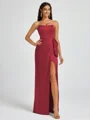 Sheath Strapless Bow Floor-Length Silk Like Satin Corset Bridesmaid Dress