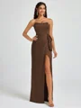 Sheath Strapless Bow Floor-Length Silk Like Satin Corset Bridesmaid Dress