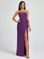 Sheath Strapless Bow Floor-Length Silk Like Satin Corset Bridesmaid Dress