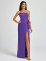 Sheath Strapless Bow Floor-Length Silk Like Satin Corset Bridesmaid Dress