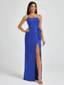 Sheath Strapless Bow Floor-Length Silk Like Satin Corset Bridesmaid Dress