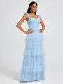 A-line Sweetheart Cascading Ruffles Floor-Length Bridesmaid Dress